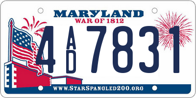 MD license plate 4AD7831