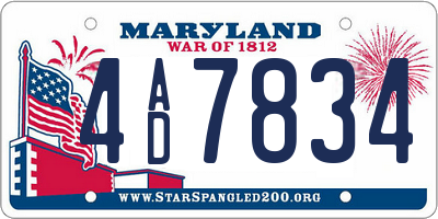 MD license plate 4AD7834