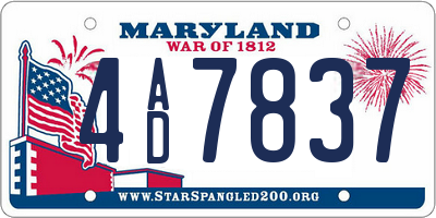 MD license plate 4AD7837