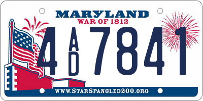 MD license plate 4AD7841