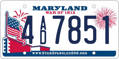 MD license plate 4AD7851
