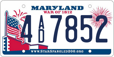 MD license plate 4AD7852