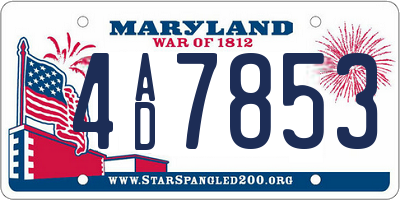 MD license plate 4AD7853