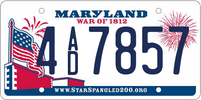 MD license plate 4AD7857