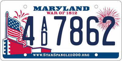 MD license plate 4AD7862