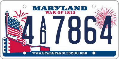 MD license plate 4AD7864
