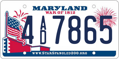 MD license plate 4AD7865