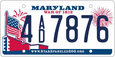 MD license plate 4AD7876