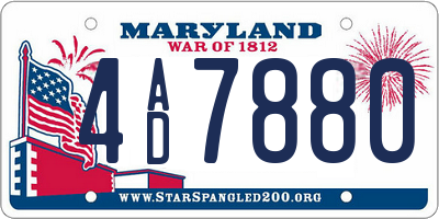 MD license plate 4AD7880