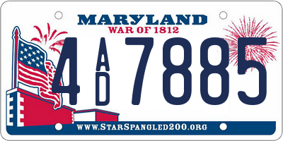 MD license plate 4AD7885