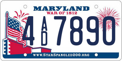 MD license plate 4AD7890