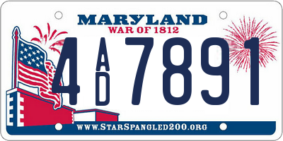 MD license plate 4AD7891