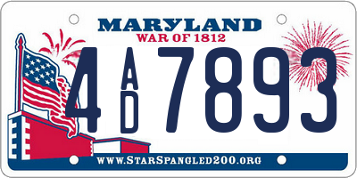 MD license plate 4AD7893