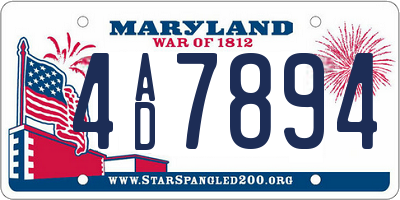 MD license plate 4AD7894