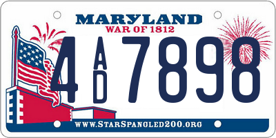 MD license plate 4AD7898