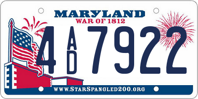 MD license plate 4AD7922