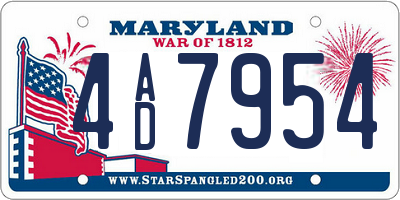 MD license plate 4AD7954