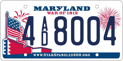 MD license plate 4AD8004