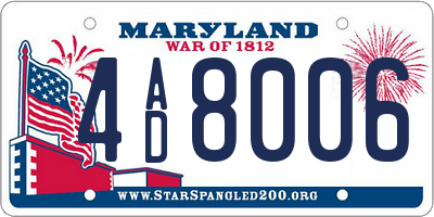 MD license plate 4AD8006