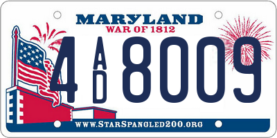 MD license plate 4AD8009
