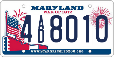 MD license plate 4AD8010