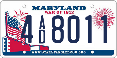 MD license plate 4AD8011