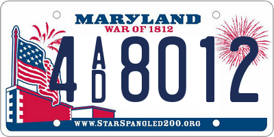 MD license plate 4AD8012