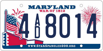 MD license plate 4AD8014