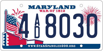 MD license plate 4AD8030