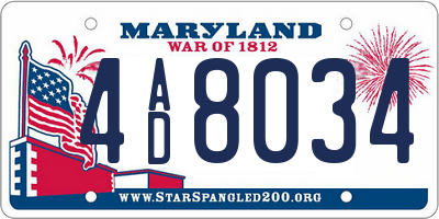 MD license plate 4AD8034