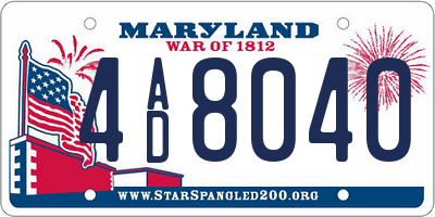 MD license plate 4AD8040