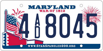 MD license plate 4AD8045