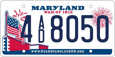 MD license plate 4AD8050