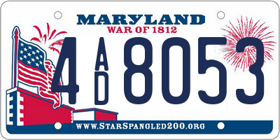 MD license plate 4AD8053