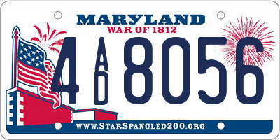 MD license plate 4AD8056