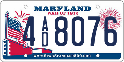 MD license plate 4AD8076