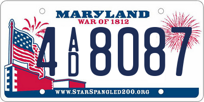 MD license plate 4AD8087