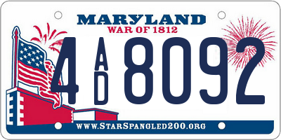 MD license plate 4AD8092