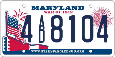 MD license plate 4AD8104