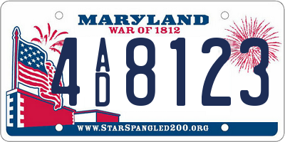 MD license plate 4AD8123