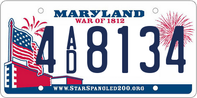 MD license plate 4AD8134
