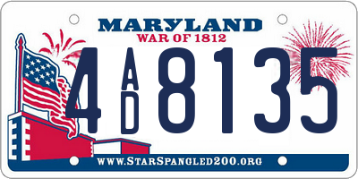 MD license plate 4AD8135