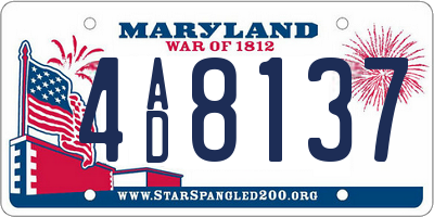 MD license plate 4AD8137