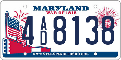 MD license plate 4AD8138