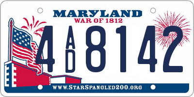 MD license plate 4AD8142