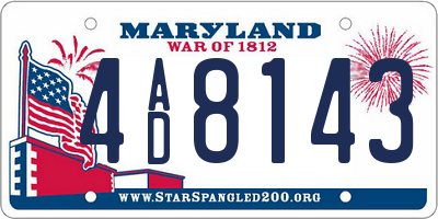 MD license plate 4AD8143