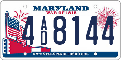 MD license plate 4AD8144