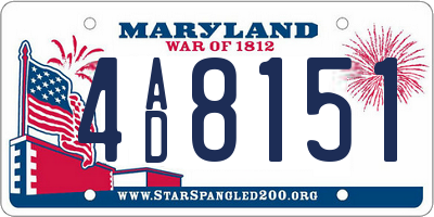 MD license plate 4AD8151