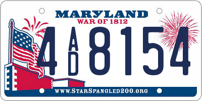 MD license plate 4AD8154