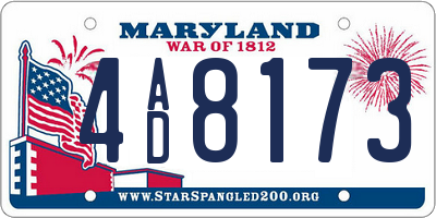 MD license plate 4AD8173